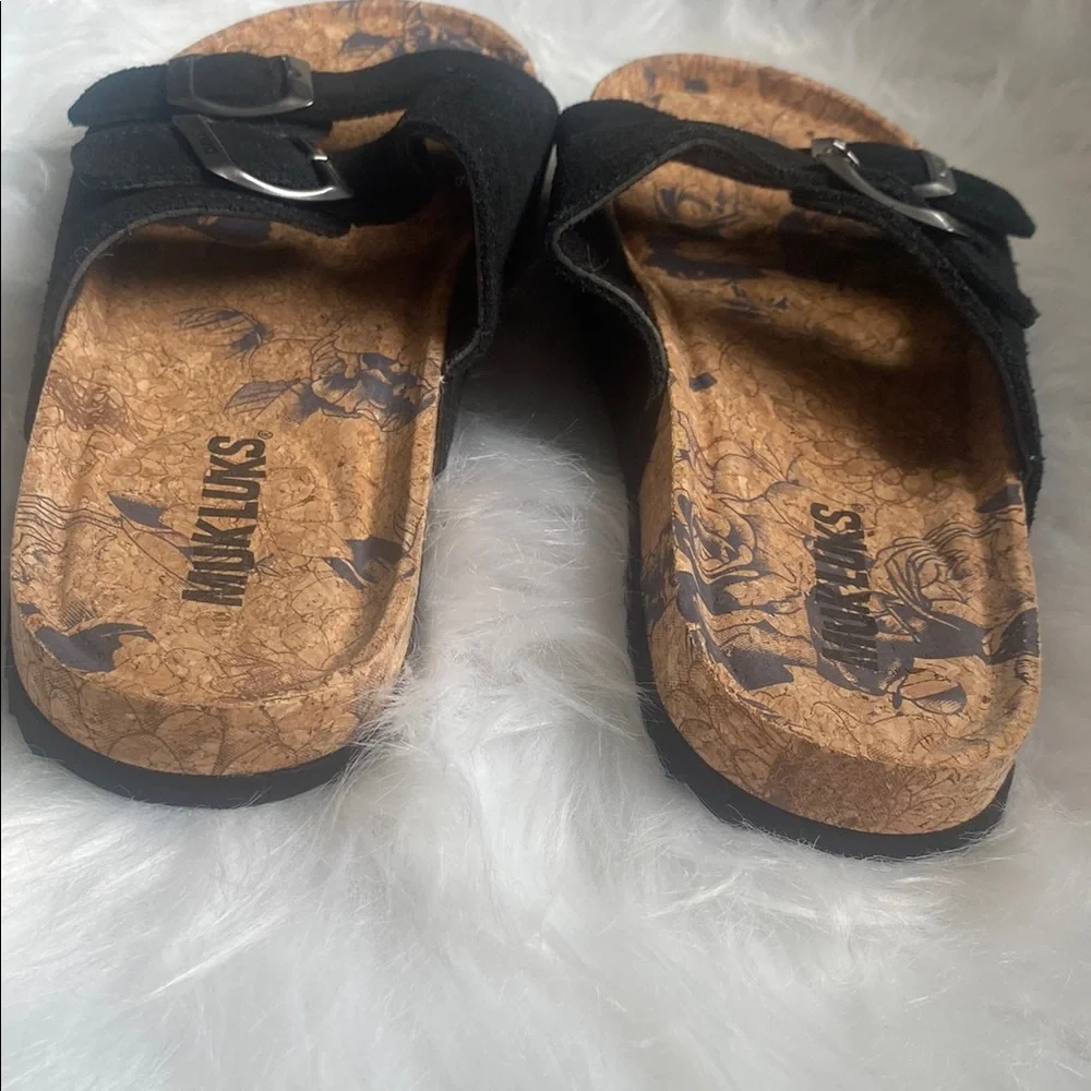 Muk Luks Genuine Suede Black Cork Sandals Size 7.5 - Picture 6 of 6